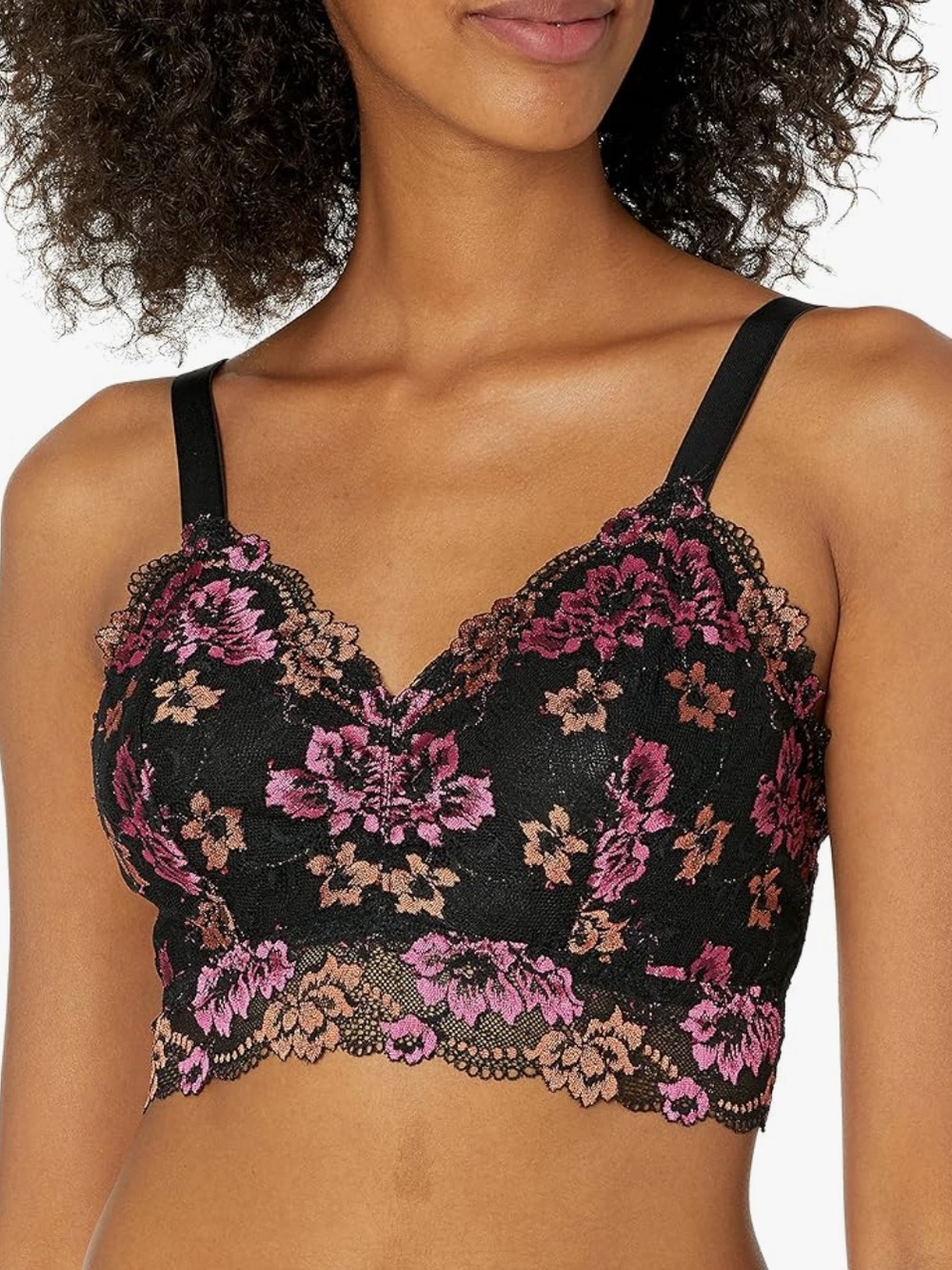 NWT Cosabella Savona Curvy Longline Bralette Virtual Pink Black Floral Lace Sz M